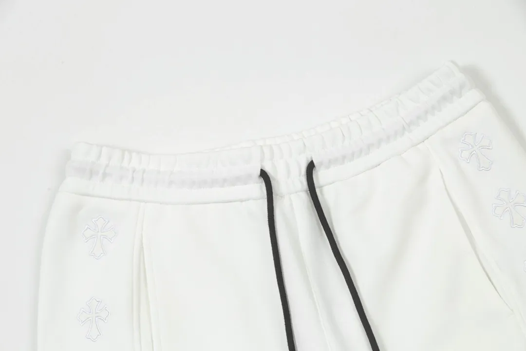 P200. High version!  Chrome Hearts 2025 early autumn new style, retro street style, customized leather stamp, imported Tajima machine high-density embroidered letter logo, made of high-gram heavyweight Chinese cotton fabric, couple style, casual trousers, color: white, size: XS-L